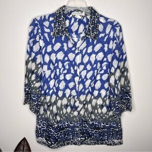 H7 HANNAH Blue‎ White Button Down Shirt